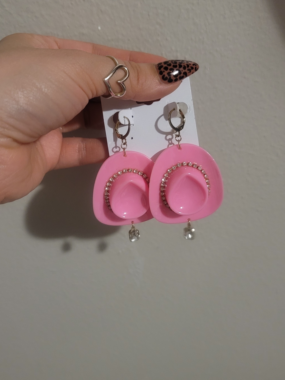 Pink Cowboy Hat Dangle Earrings - Fashion Women Jewelry